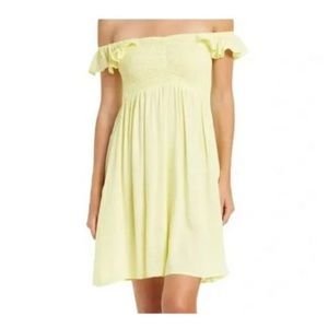 Area Stars Smocked Mini Dress Pale Yellow SZ S